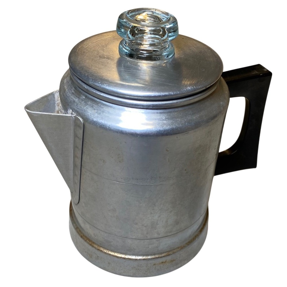 Vintage Comet 5 Cup Aluminum Coffee Percolator Complete Glass Knob USA